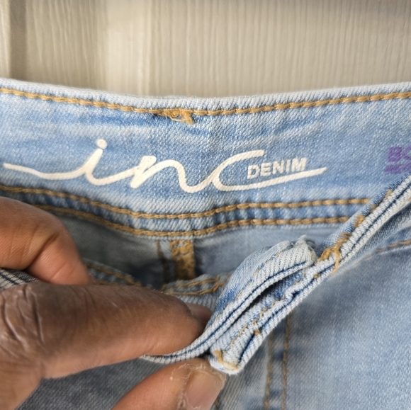 Inc International Jeans Women Sz 6 Blue 32×28 High Rise Embroidered Straight - Picture 9 of 15